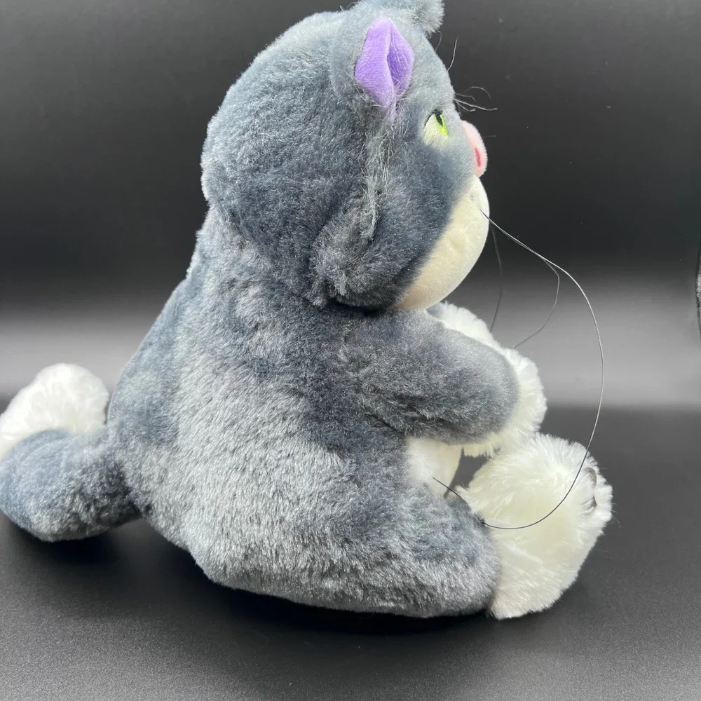 Disney Cinderella Lucifer the Cat Plush Grumpy Grey White plush *see pics